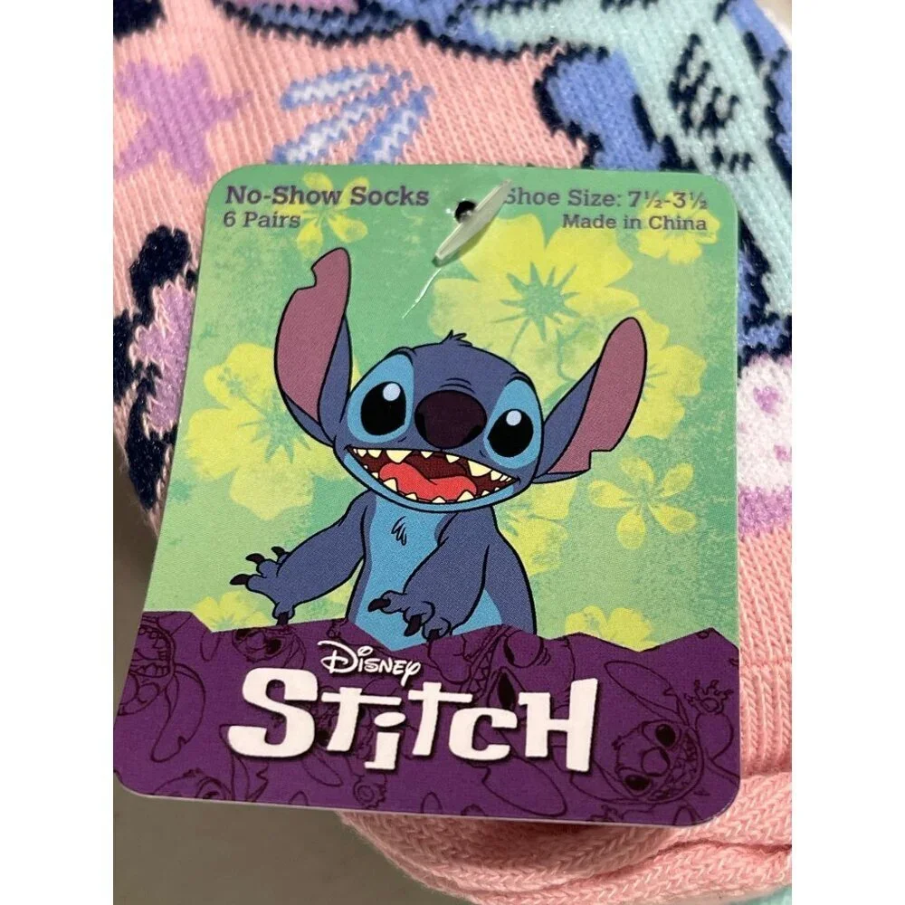 New 12 Pairs of Disney Stitch Socks Girls Size 6-8.5